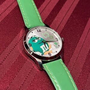 Mars M&M’s 2008 Brand Advertising Green Leather Strap Adjustable Wristwatch